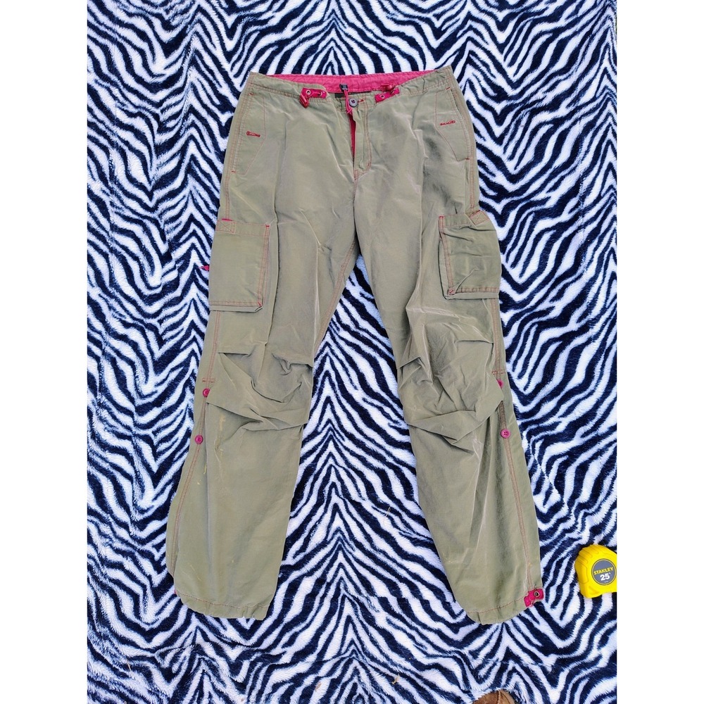 Vintage Y2K L.E.I. Cargo Pants Women's 34x31 Olive Green Ripstop Stretch‎ Hiking